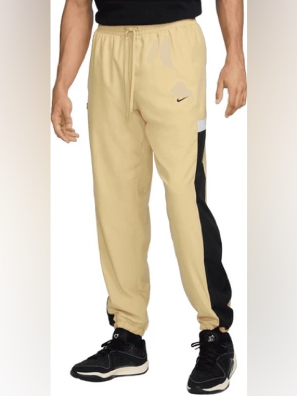 Nike Men’s Tan Sweatpants with Black Side Panels